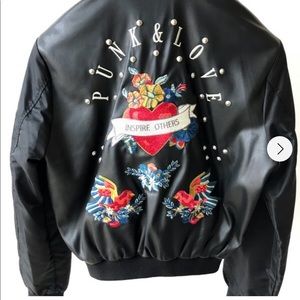 Zara Punk and Love Leather Bomber Jacket